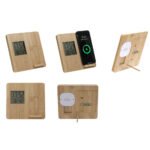 Masaüstü Bambu Saat Wireless Mobil Şarj Cihazı Promosyon Ürün