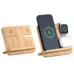 3’ü 1 Arada Bambu Kablosuz Şarj Standı Promosyon Ürün